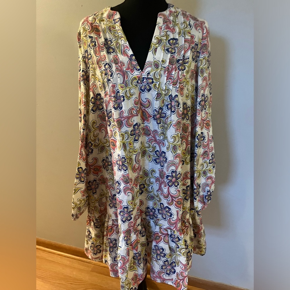 Boden floral tiered linen dress. Size 4